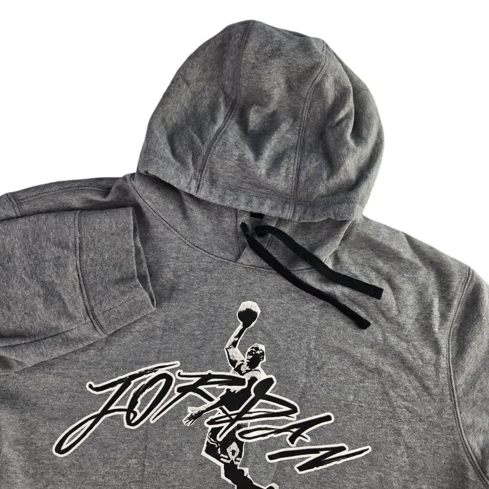 Jordan Dri Fit Jump Man DJ0634 091 Mens XL Gray Graphic Fleece Pullover Hoodie‎